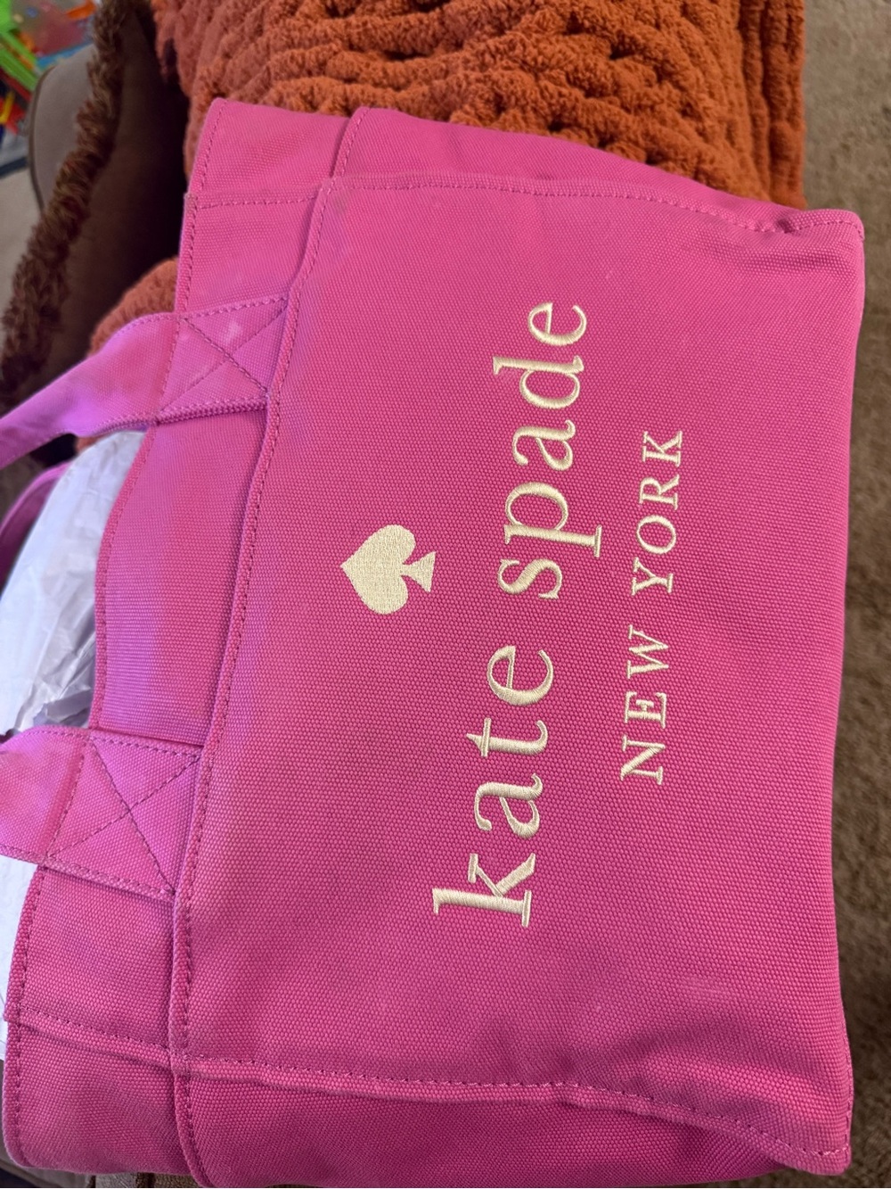 kate spade Pink Canvas Tote with Logo